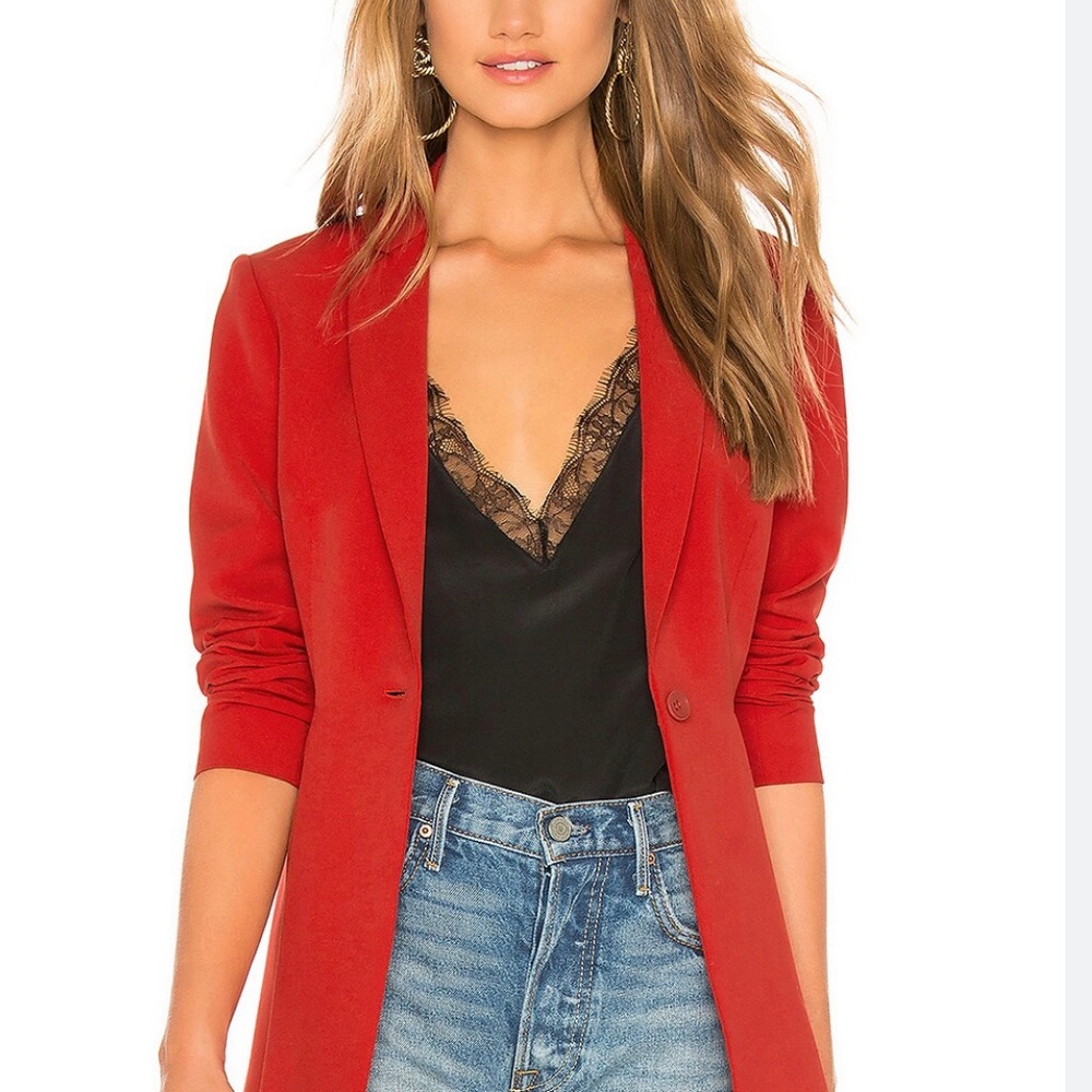 BCBG MAXAZRIA Sami Front Slit Blazer in Venetian Red